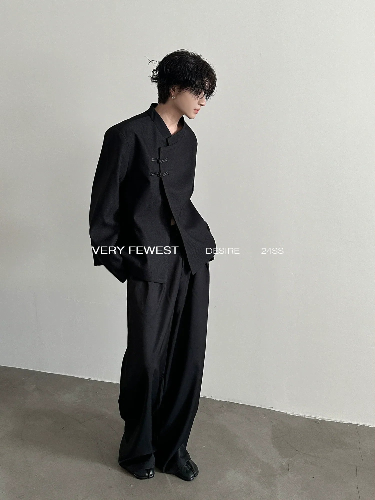 Stand Neck Shoulder Pad Double Plate Buckle Jacket