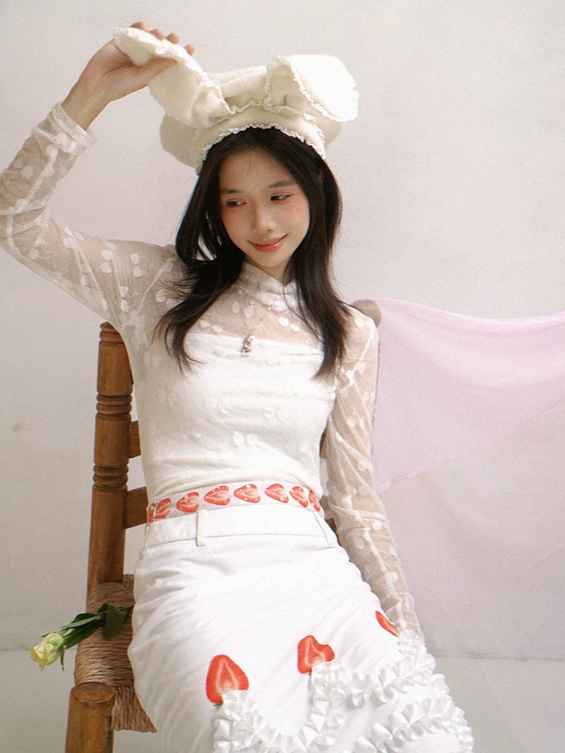 Wire Bunny Ear Lace Beret Hat