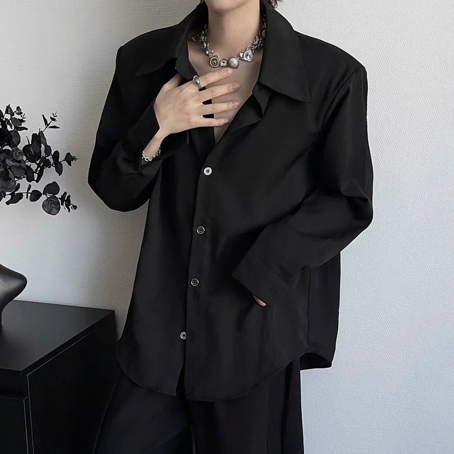 Shoulder-Pad Oversize Long Sleeve Shirt