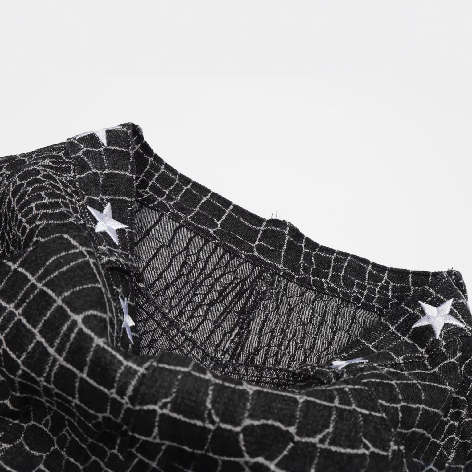 Crocodile Pattern Star Studs Wide Leg Pants