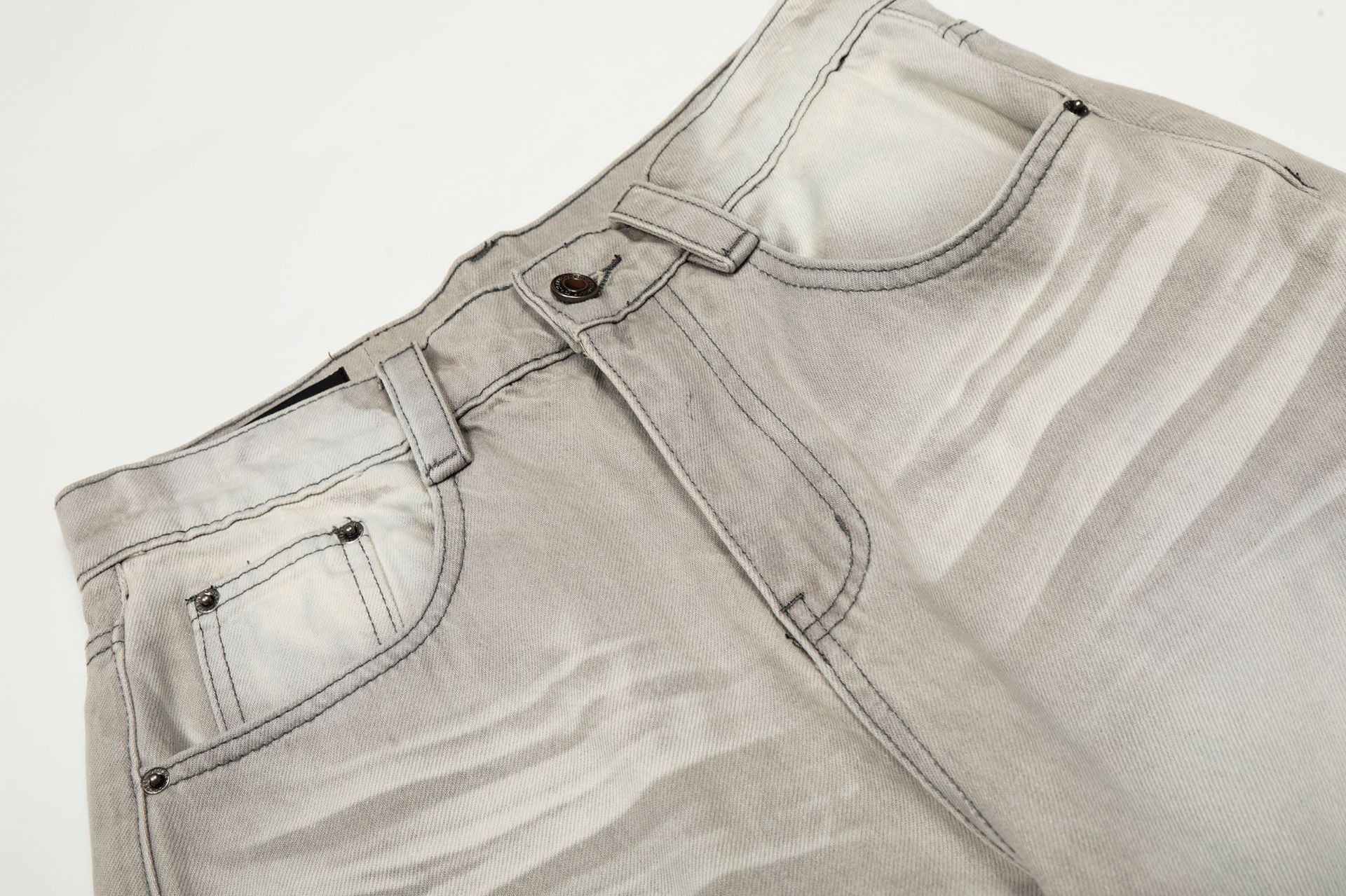 Washed Whiskers Wide Leg Denim Jeans