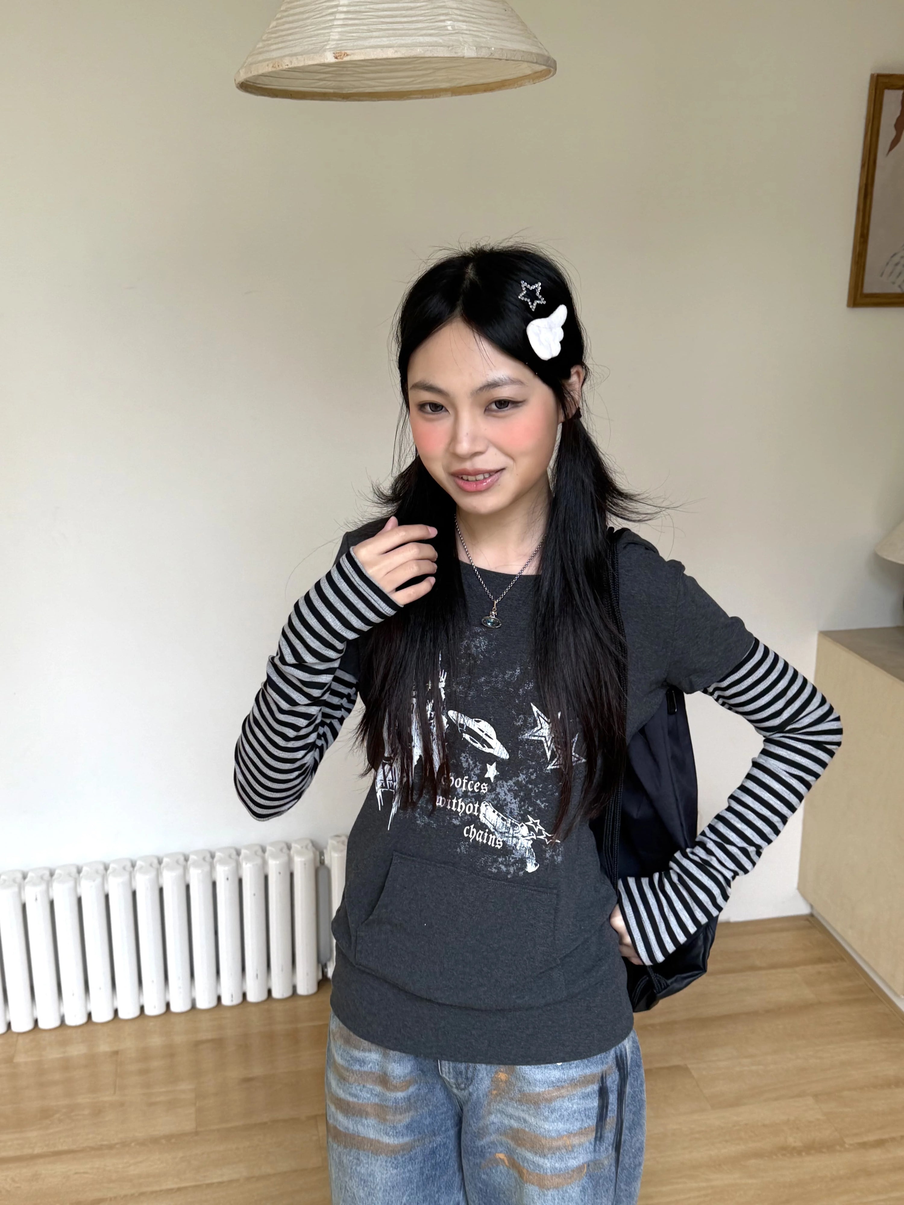 Stripe Patchwork Pullover Hoodie