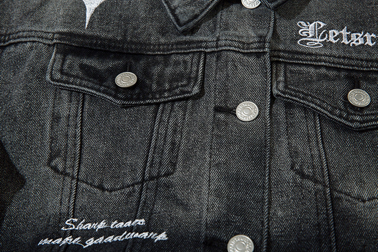 Stars Embroidered Denim Jacket