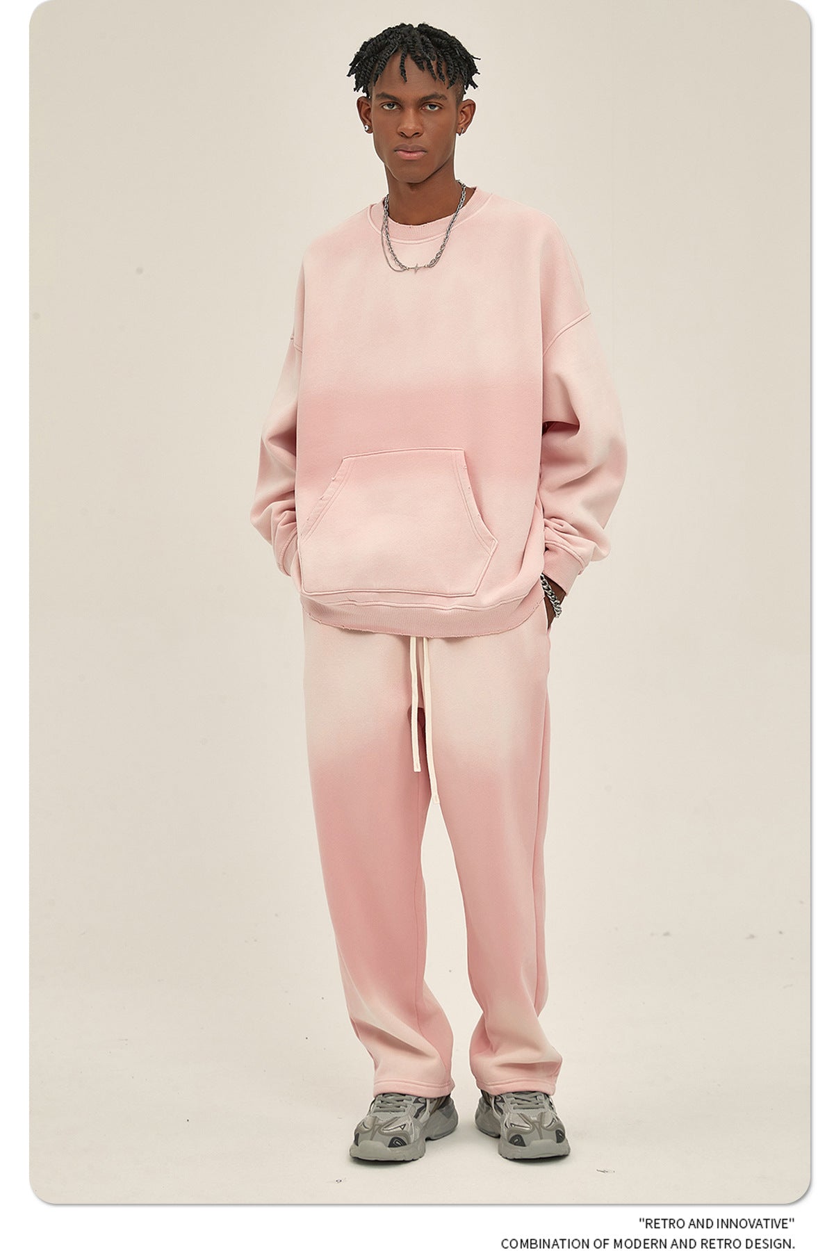 Fleece Lining Spray-dye Damage Oversize Sweatshirt