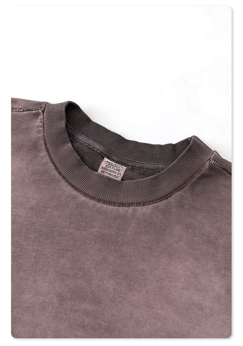 Washed Basic Round Neck Sweatshirt