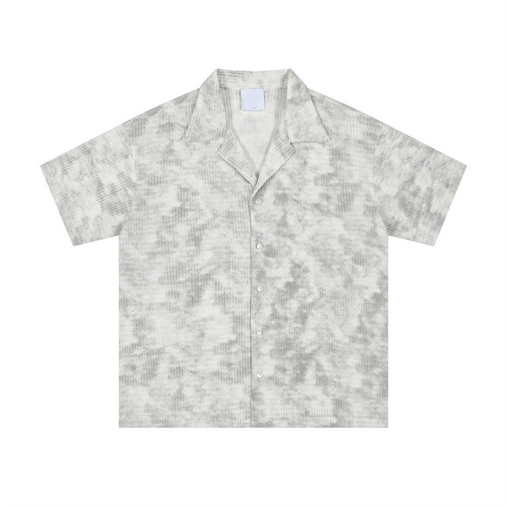 Ink Wash Tie-Dye Cuban Collar Shirt - MADXMARX