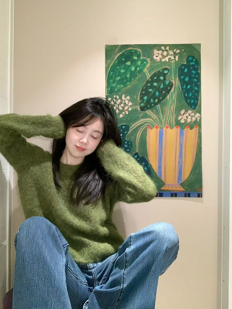 Suéter de manga larga con cuello redondo