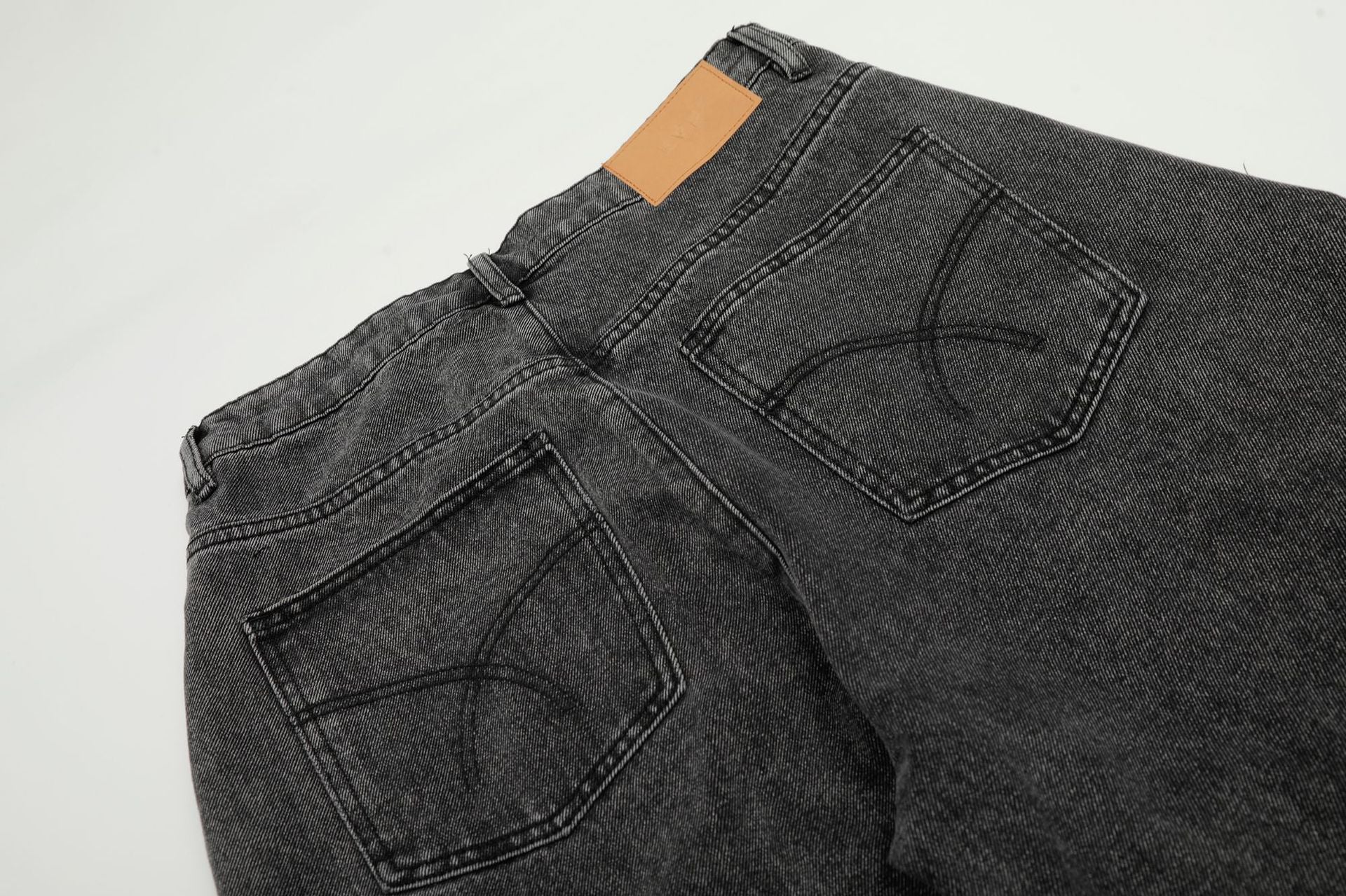 Washed Irregular Panel Wide Leg Denim Jeans