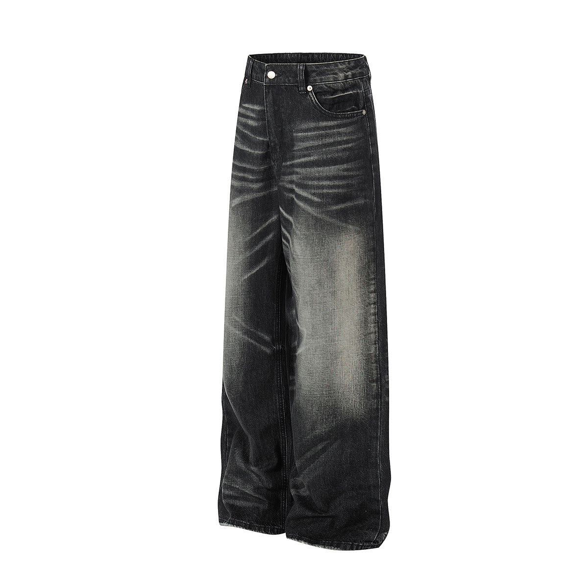 Wash Whisker Wide Leg Denim Jeans