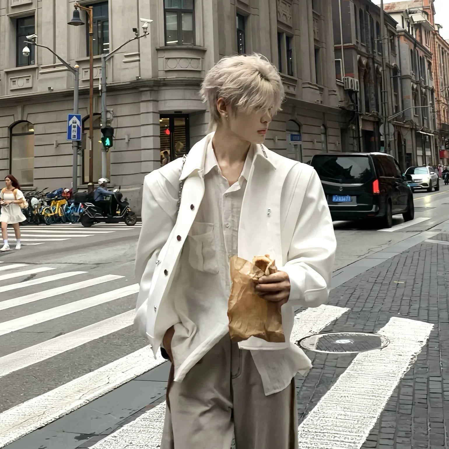 Double-Layer Stand-Collar Long & Short Sleeve Shirt
