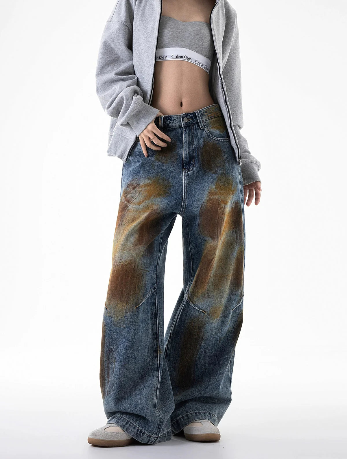 Wasteland Style Wide-Leg Cargo Jeans