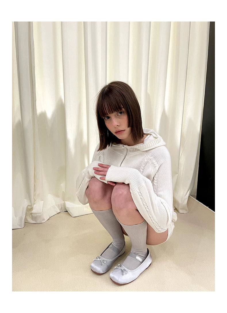Zipper Knit Hoodie & Knit Shorts Setup