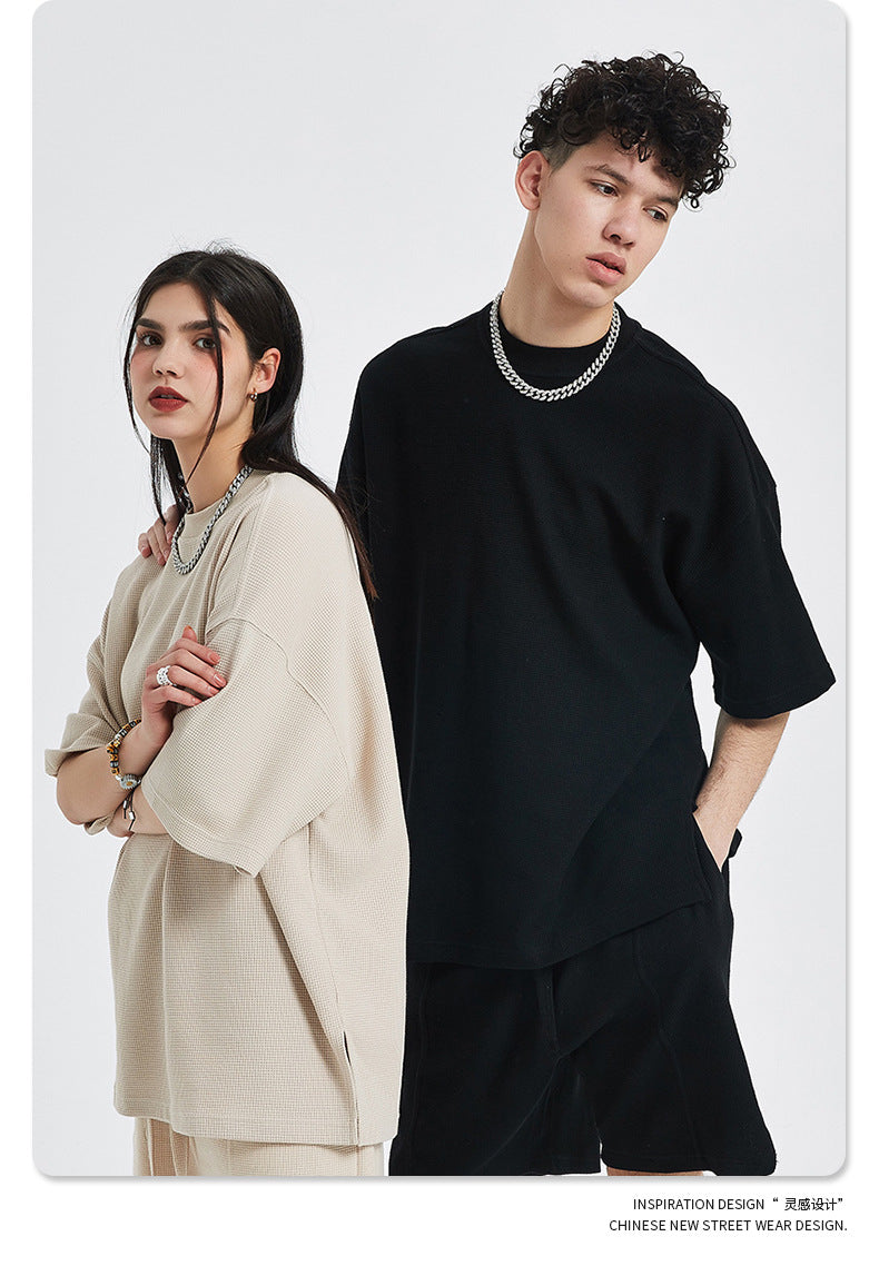 Oversize Waffle Short-sleeve T-shirt & Waffle Short Pants Setup