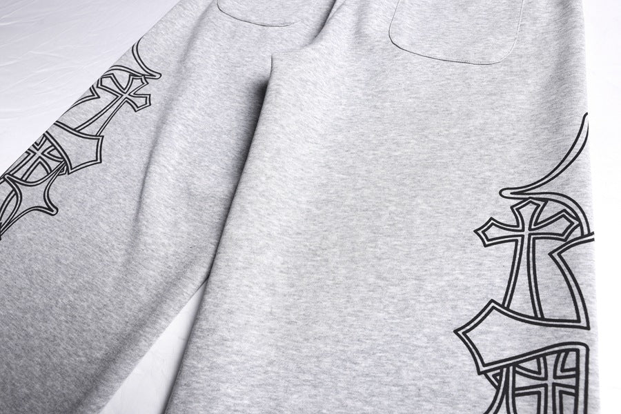 Letter Print Deconstruction Wide Leg Sweatpants