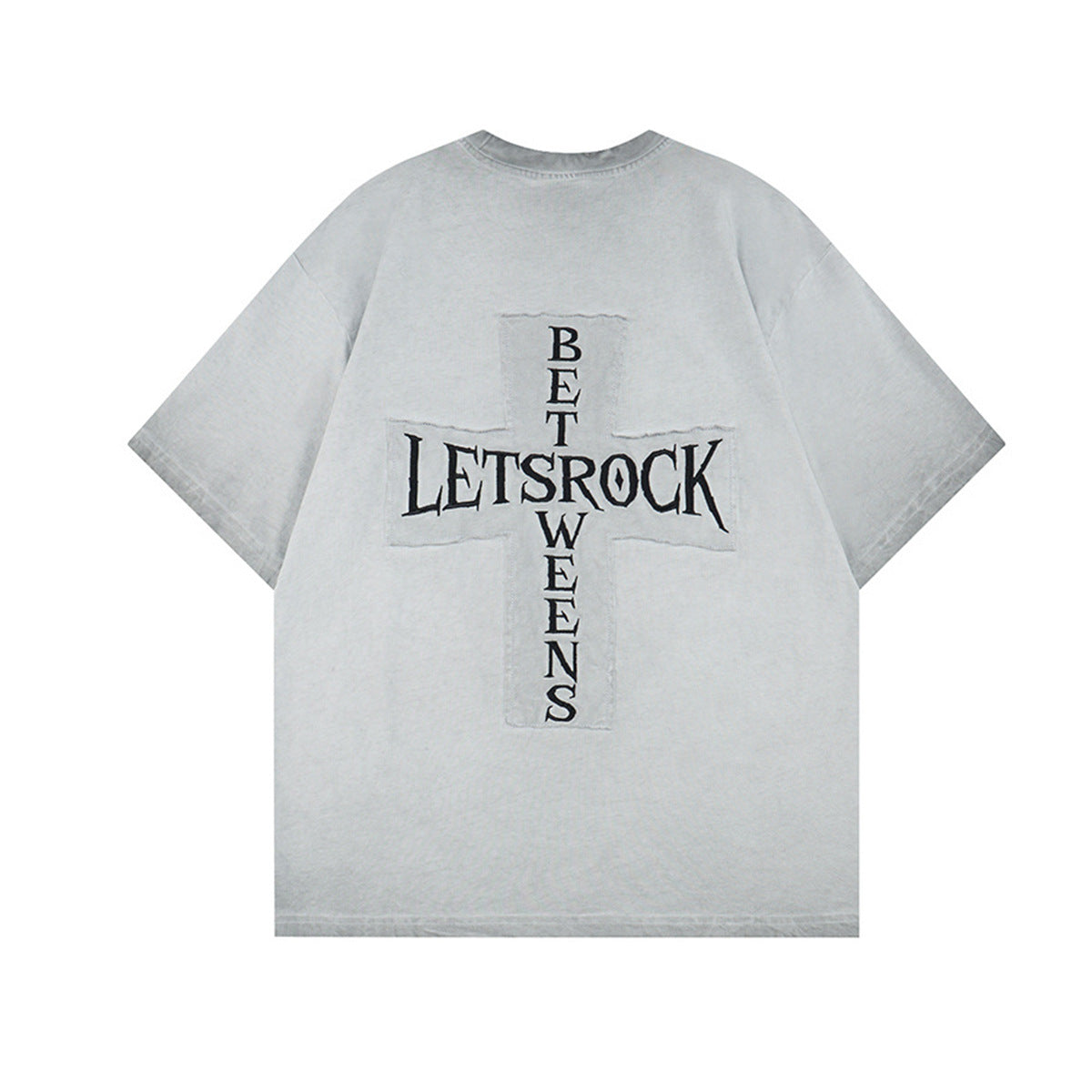 Washed Embroidery Raglan Short Sleeve T-Shirt