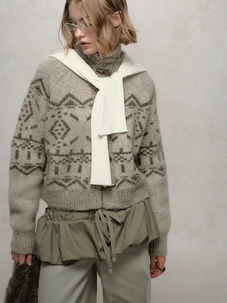 Fair Isle Jacquard Knit Cardigan