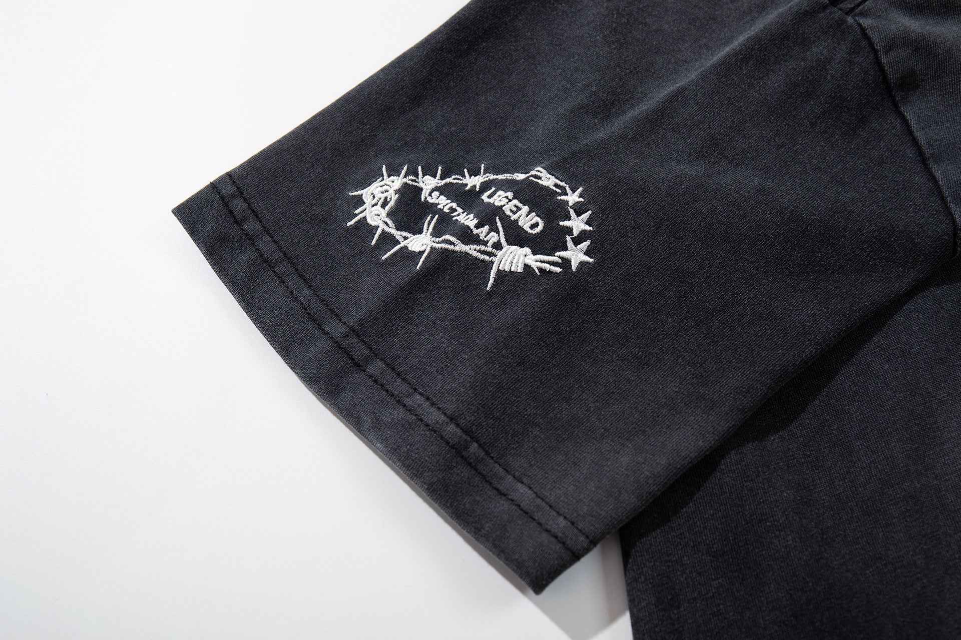 Washed Embroidery Short Sleeve T-Shirt