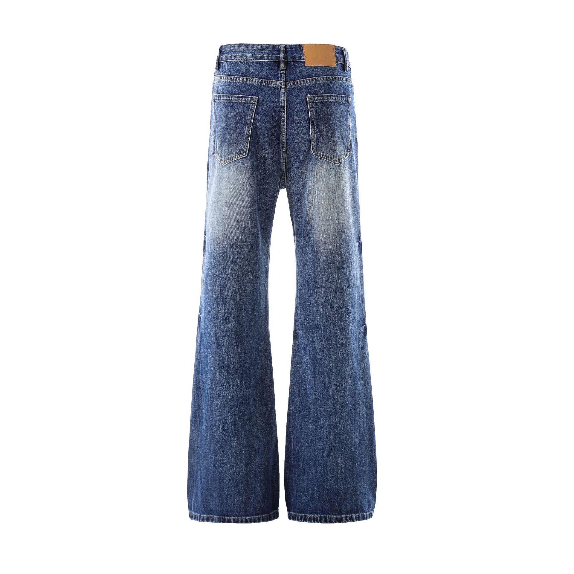 Washed Damage Flare Denim Jeans