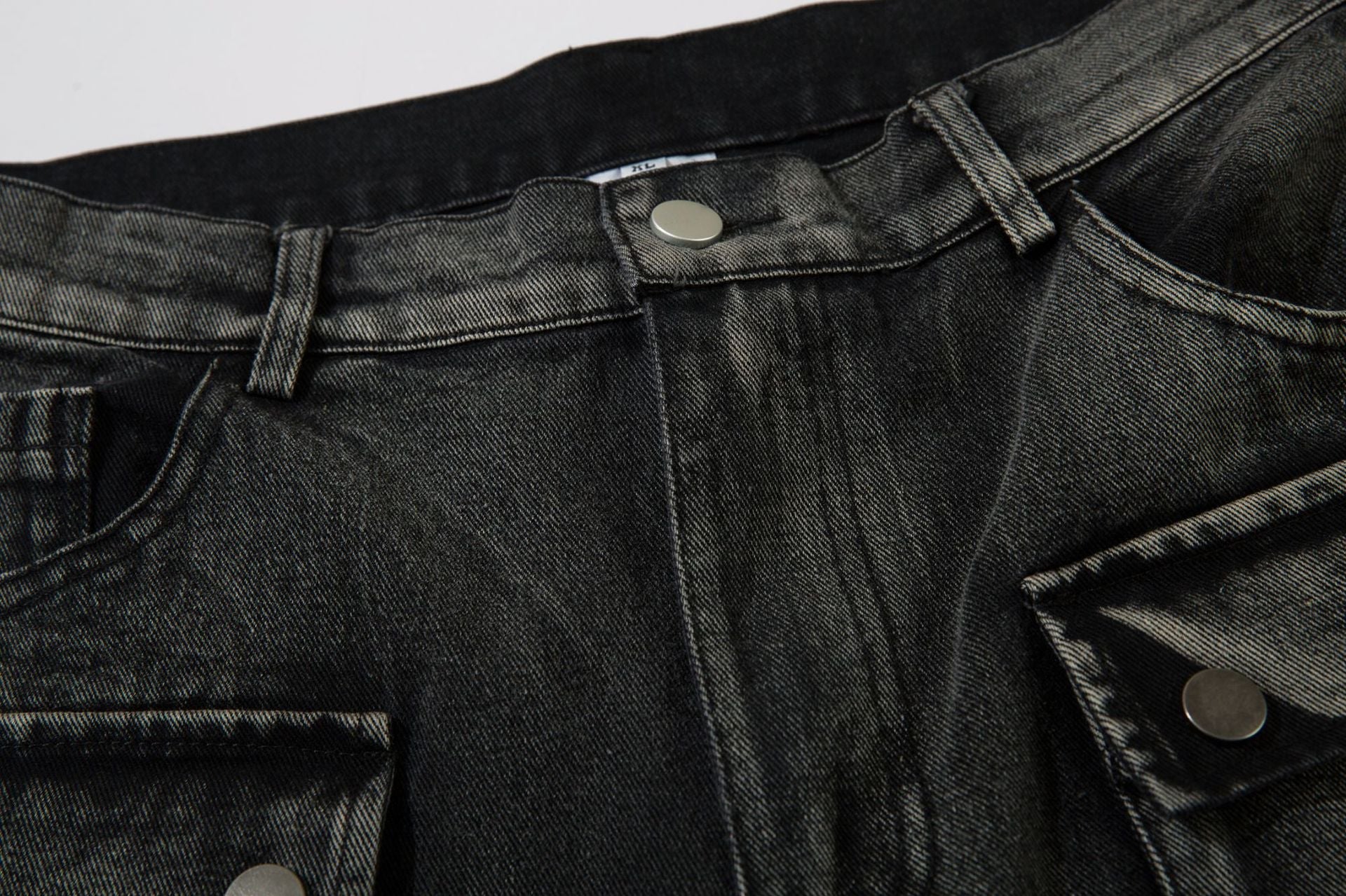 Cargo Pocket Embroidery Wide Leg Denim Jeans
