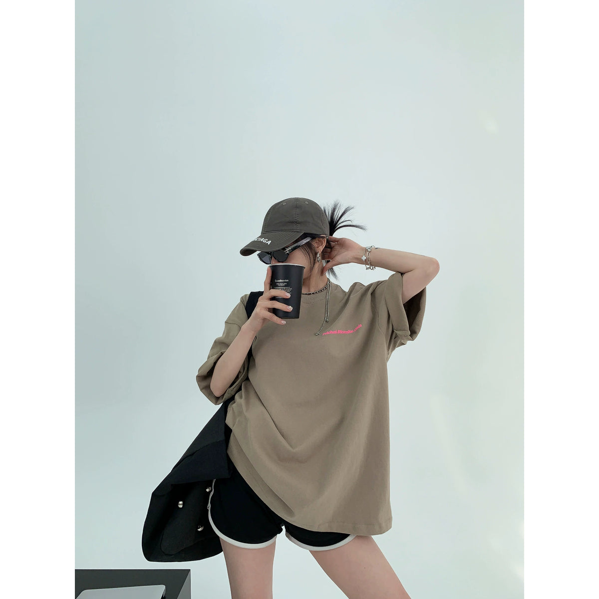 Pink Print Oversize Short Sleeve T-Shirt