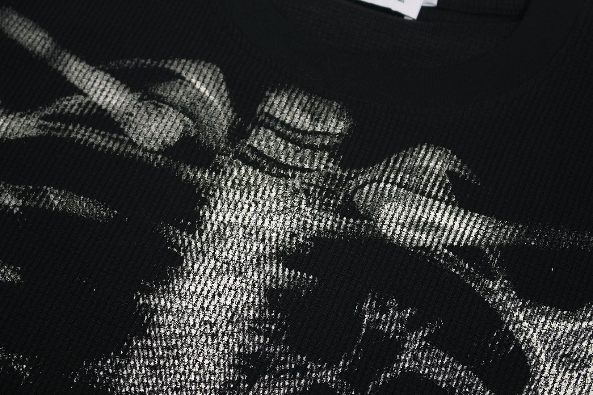 Skeleton Print Waffle Short Sleeve T-Shirt
