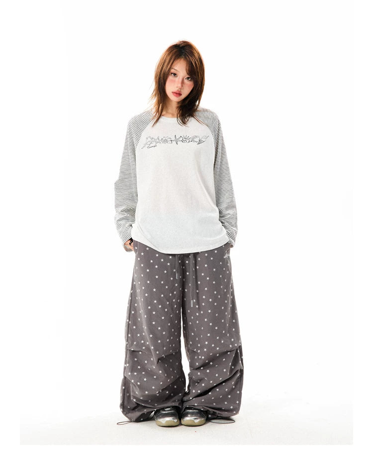Allover Star Print Wide-Leg Pants