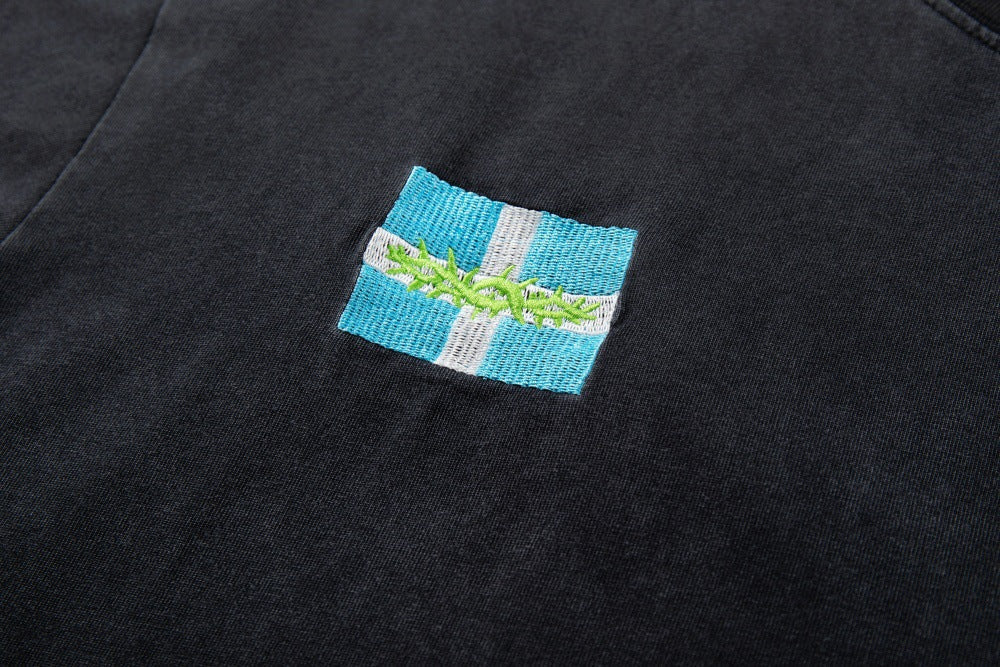 Verblasstes Einhorn-Rundhalst-Shirt