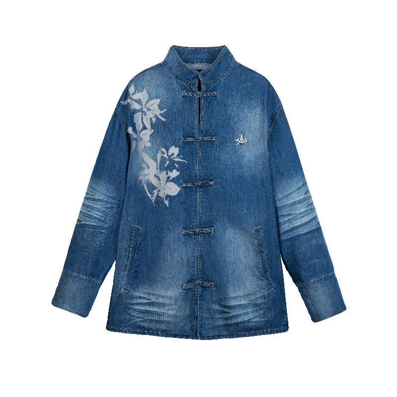 Washed Oversize Chinese Style Denim Shirt