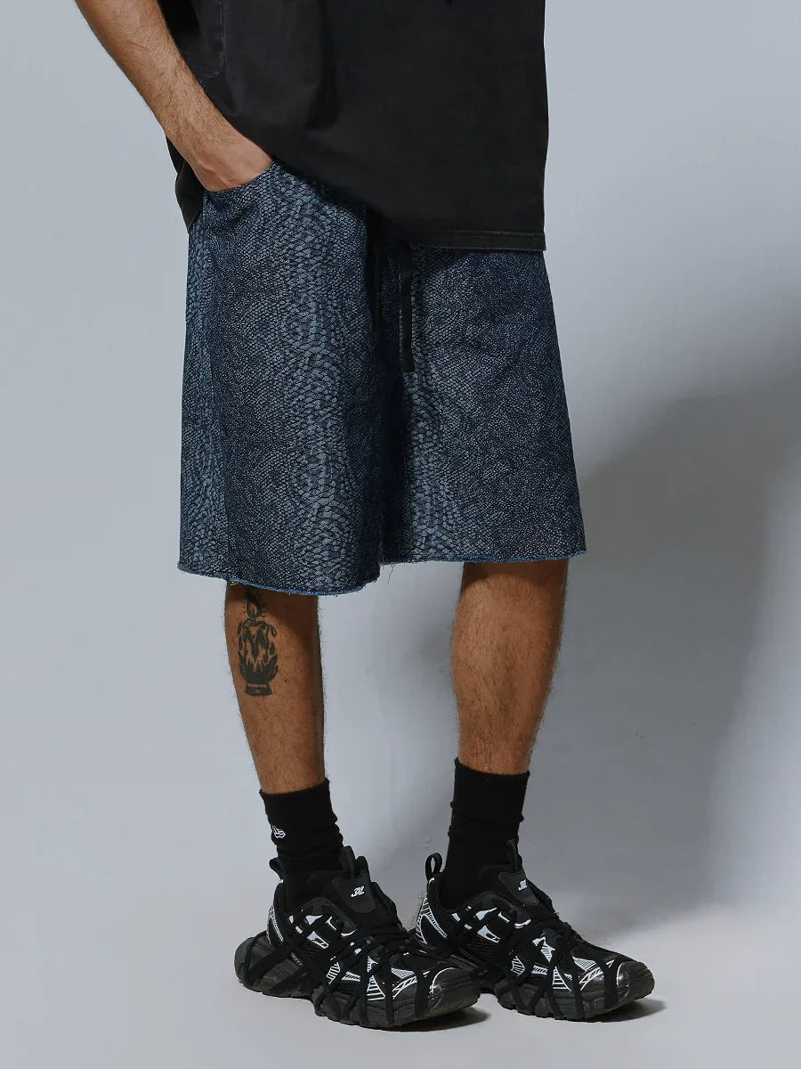 Snake Scale Pattern Wide Leg Short