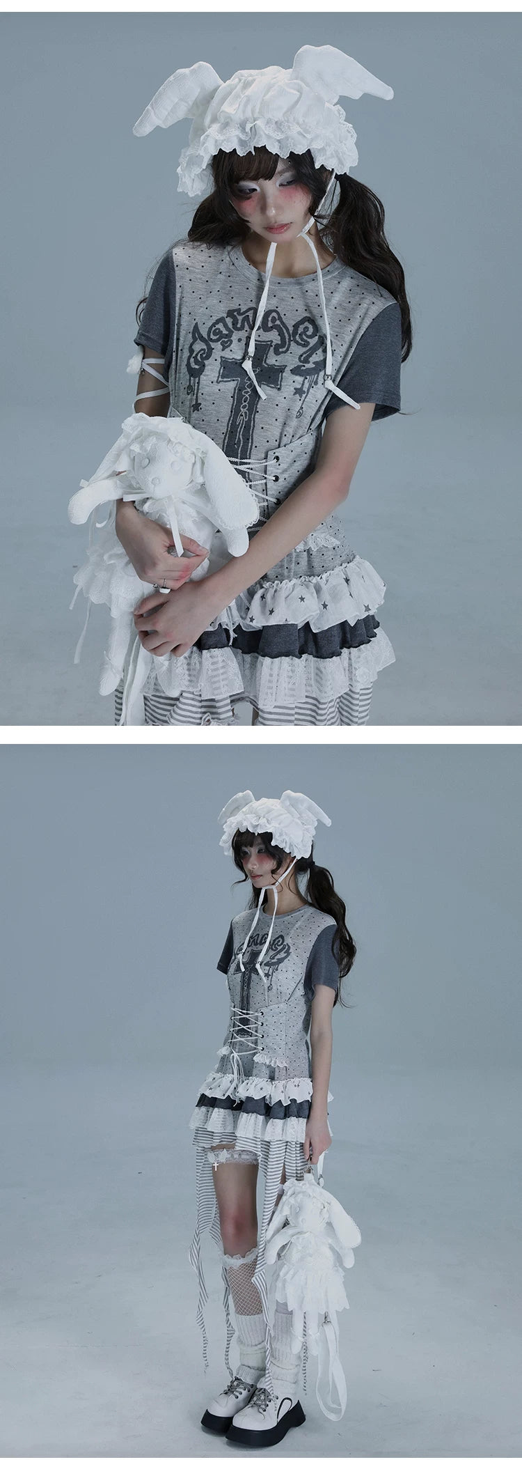 Asymmetric Ruffle Lace Dress