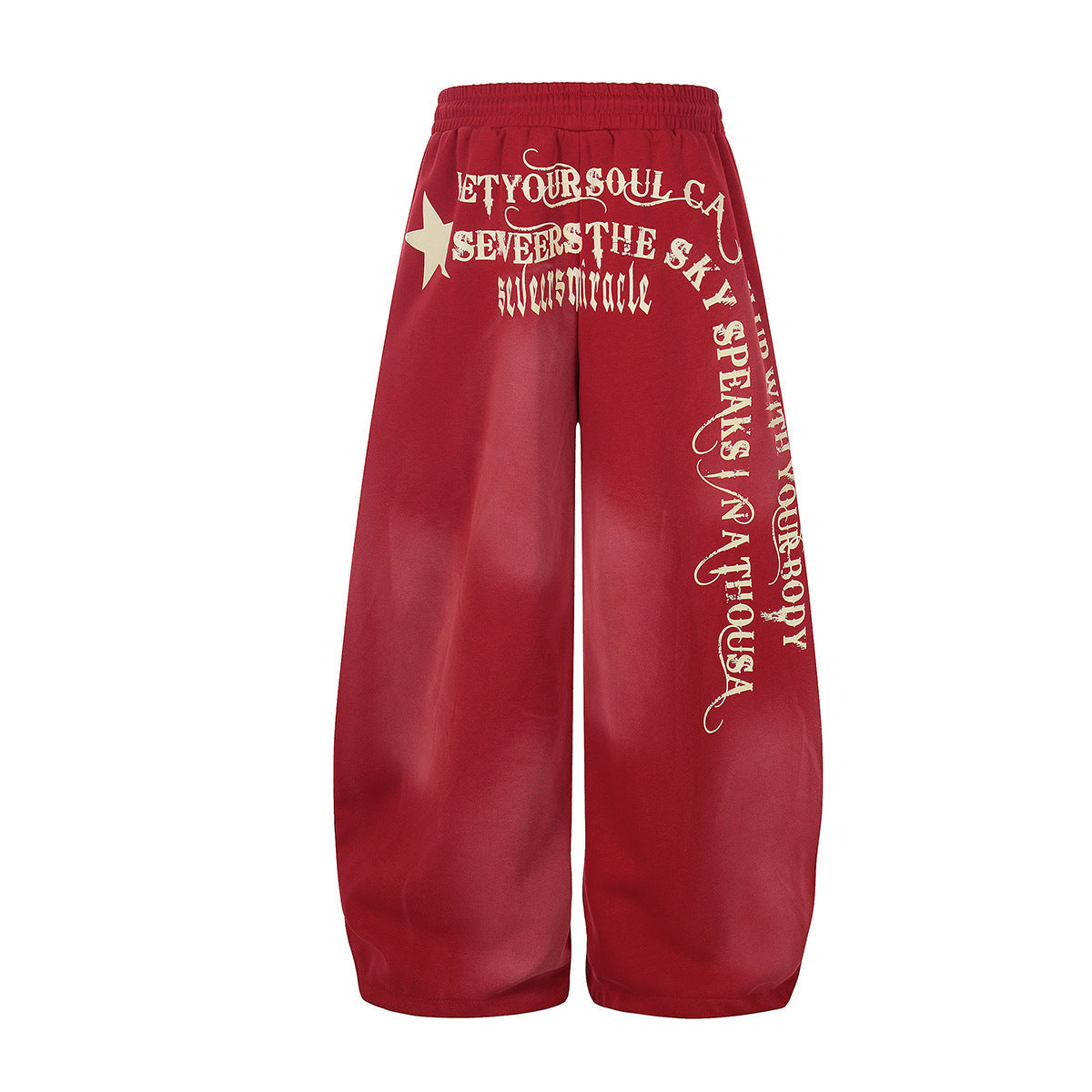 Washed Gradient Logo Print Wide Leg Sporty Pants