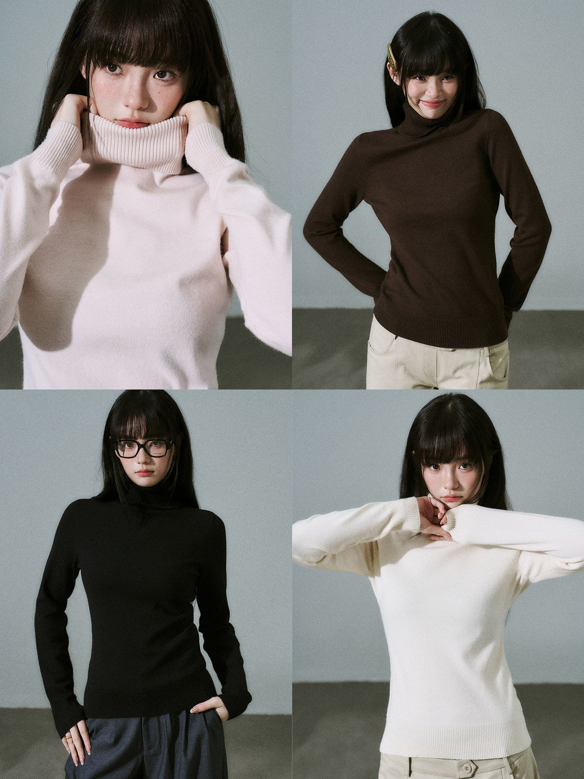 Stretch Warm High-Neck Knit Sweater