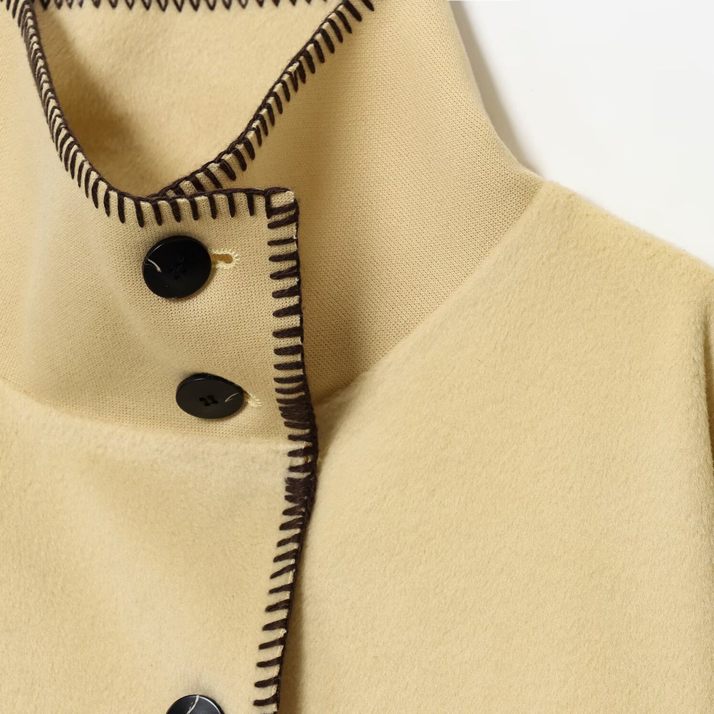 High-neck Long-Sleeved Woolen Jacket