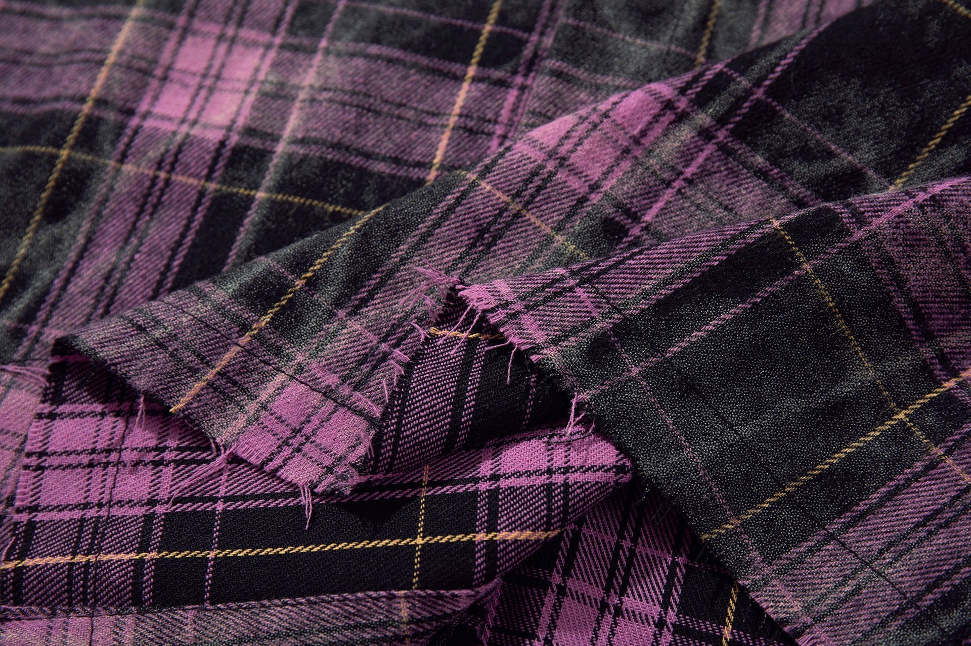 Washed Tie-Dye Plaid Short Sleeve Shirt