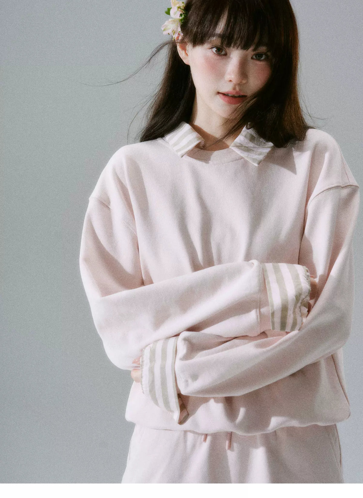 Skin-Friendly Sweatshirt & Short Skirt Setup