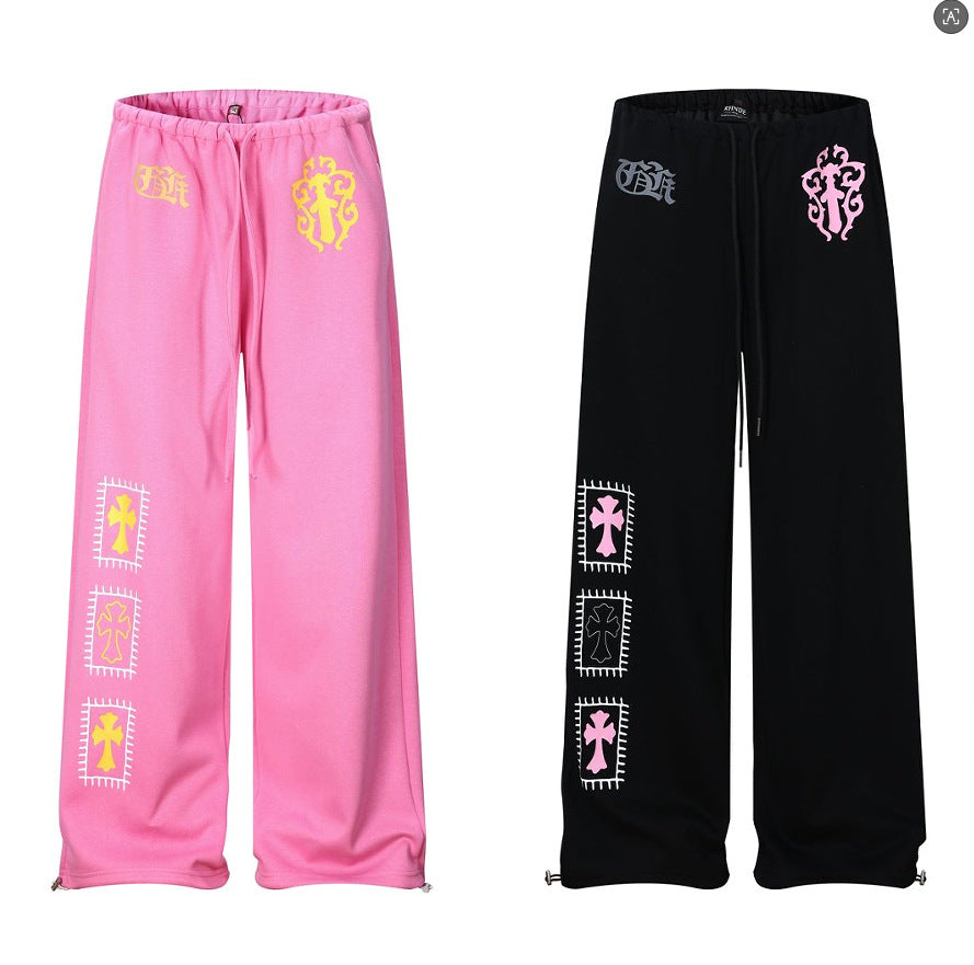Graphic Print Wide Leg Sweatpants