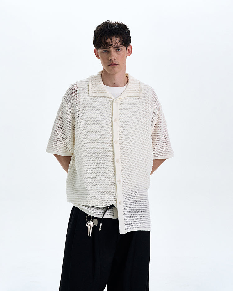 Camisa de manga corta de punto calado