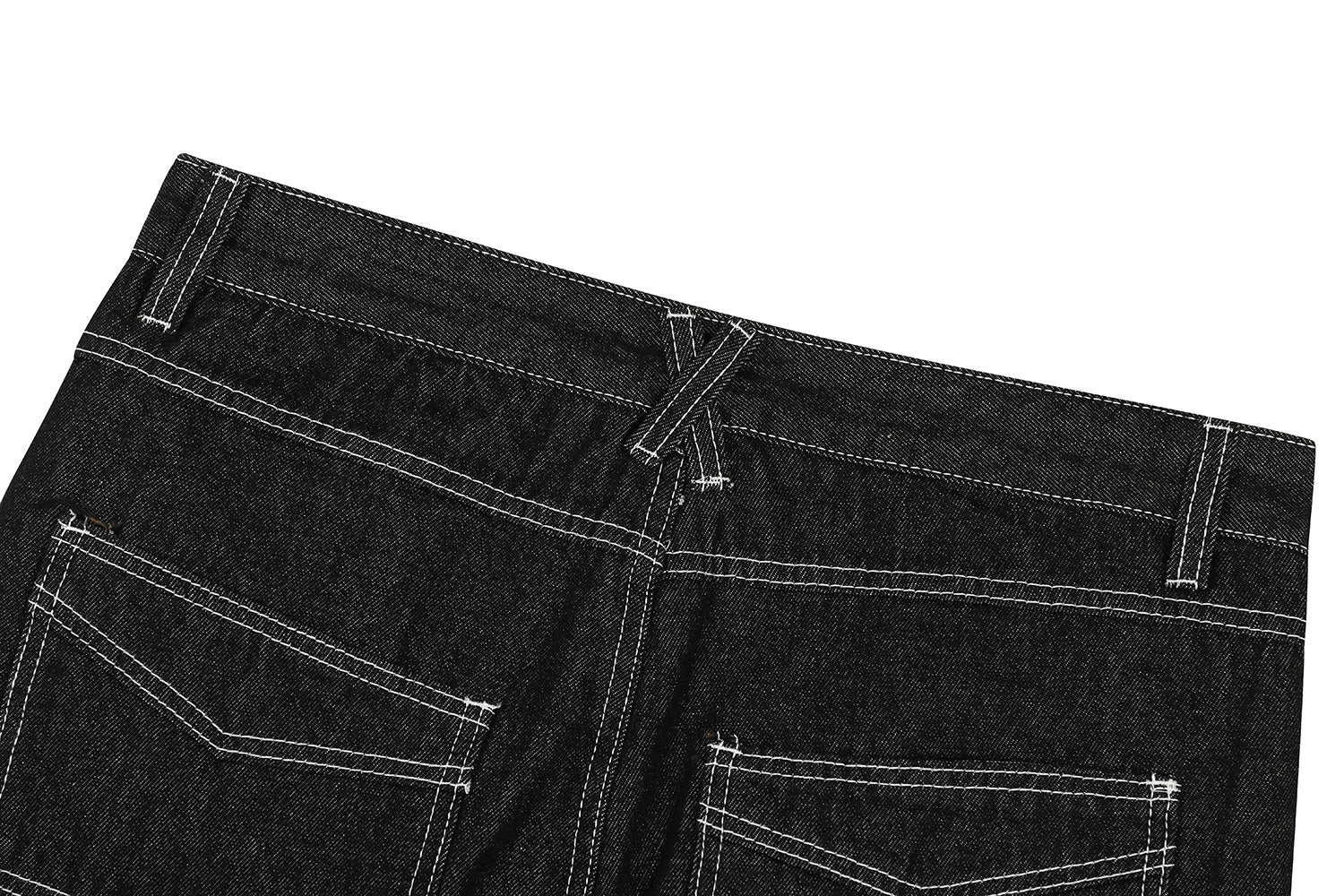 Contrast Stitch Bandana Patch Wide Leg Denim Jeans