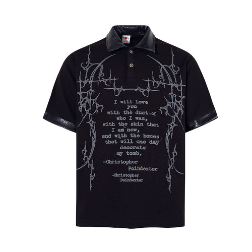 Polo à manches courtes en patchwork gaufré Thorn - Noir / M