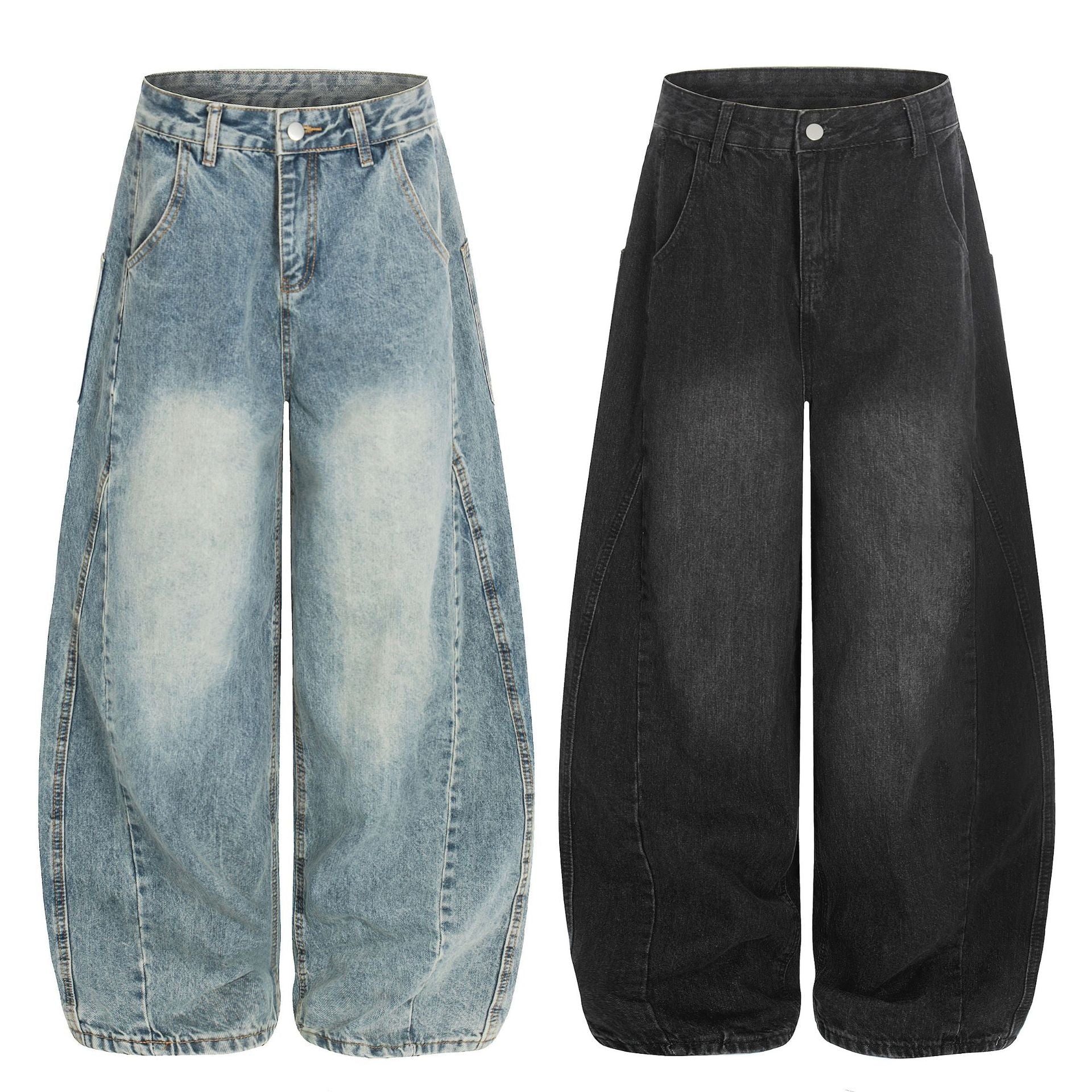 Washed Wide Leg Denim Jeans