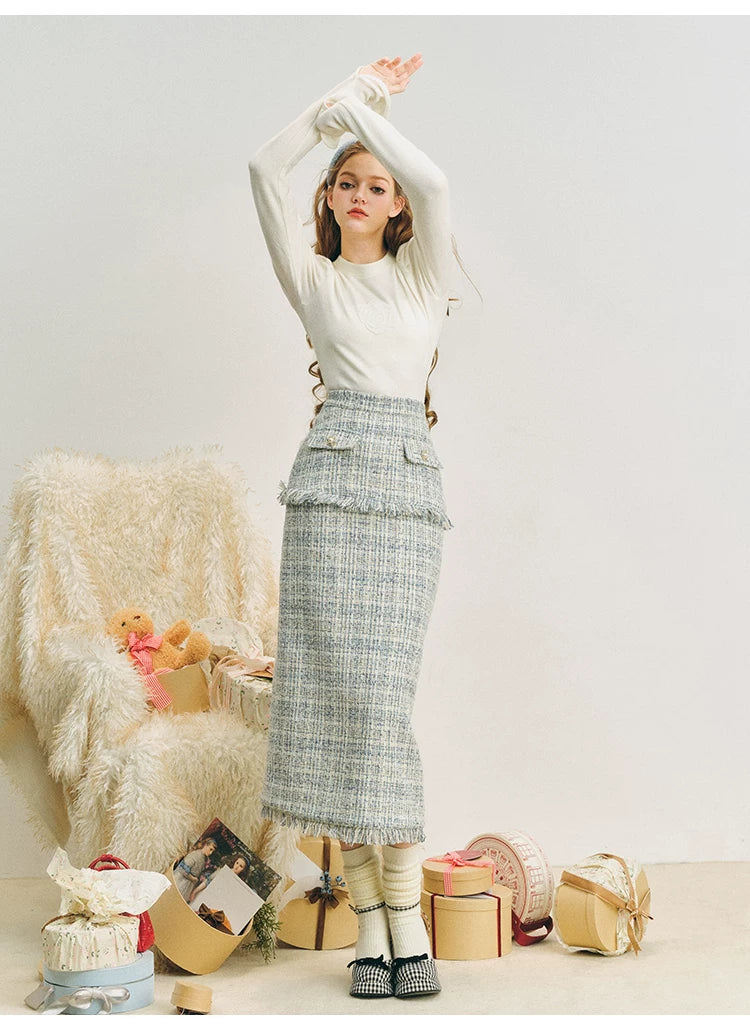 Bow Jacquard Jacket & Tassel Jacquard Short Skirt Setup
