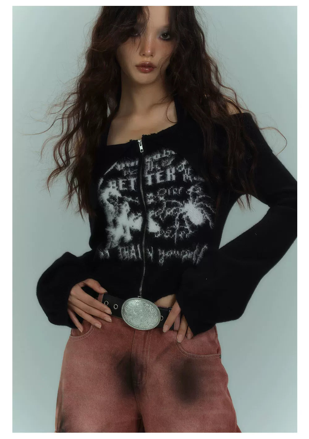 Off-Shoulder Halter Slim Knit Sweater