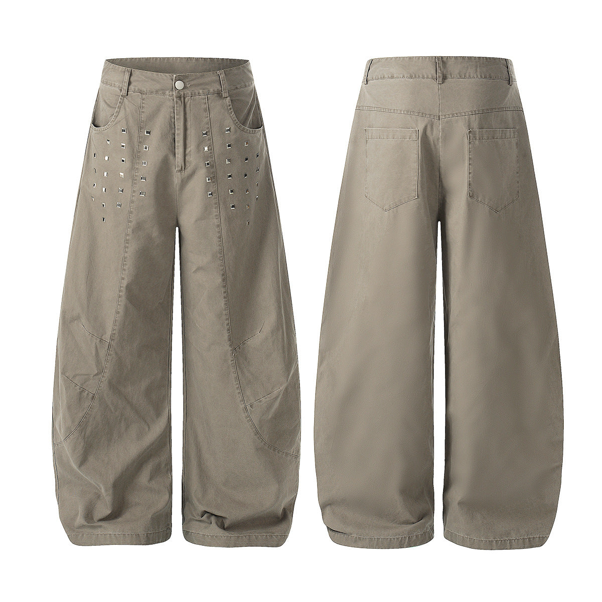 Studs Detail Wide Leg Pants