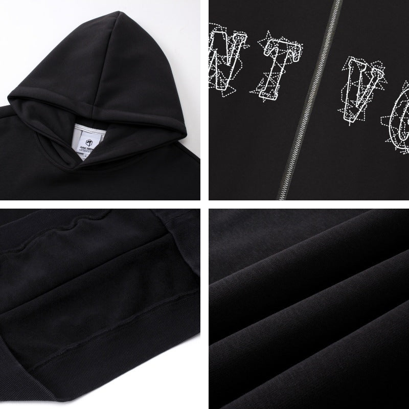Graffiti Print Fleece Oversize Zipper Hoodie