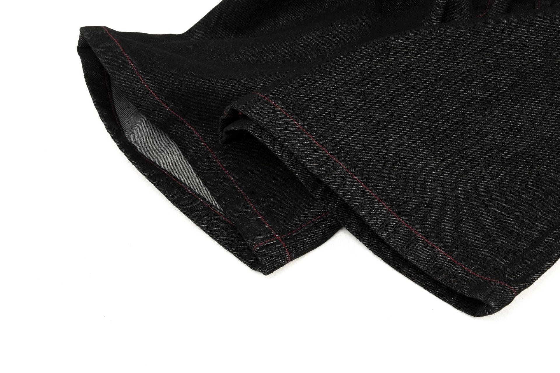 Contrast Stitch Panel Curved Wide Leg Denim Jeans