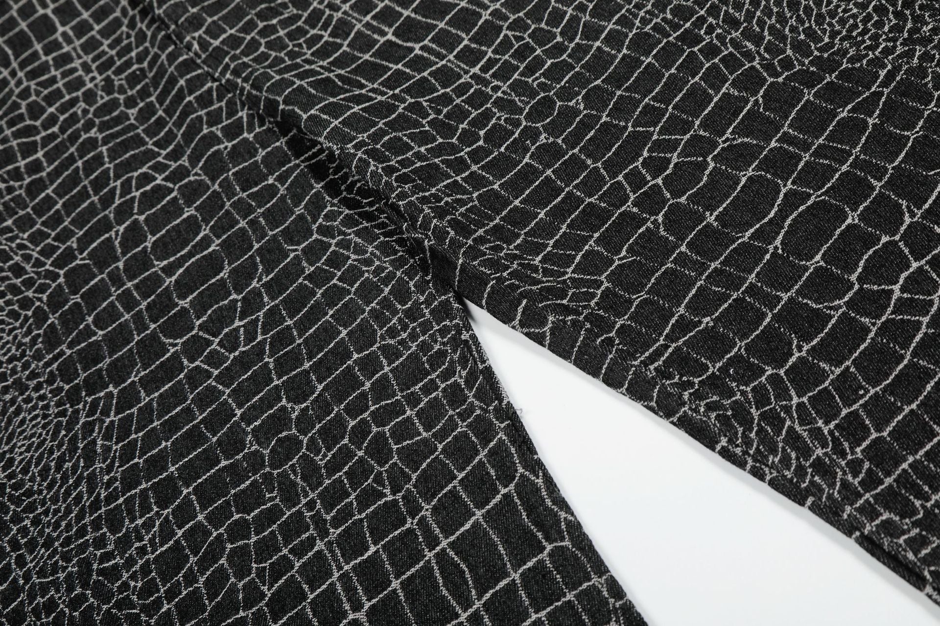 Crocodile Pattern Star Studs Wide Leg Pants