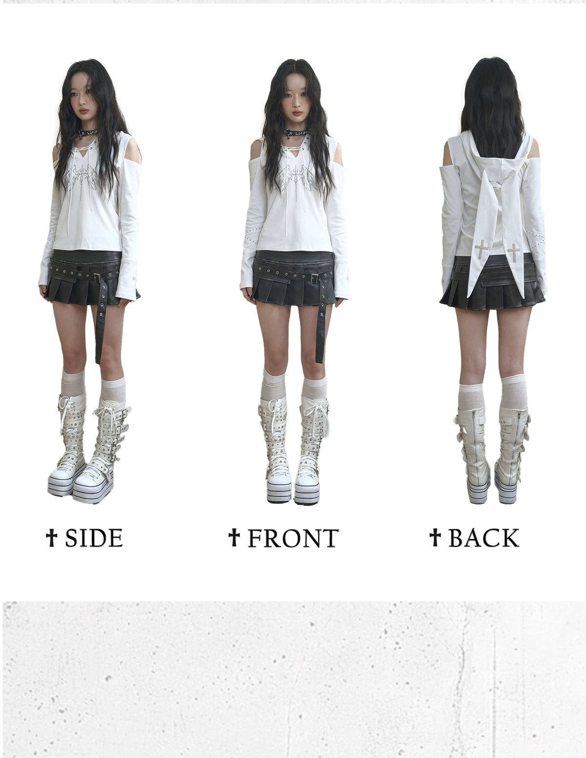 Washed Pleated PU Leather Short Skirt