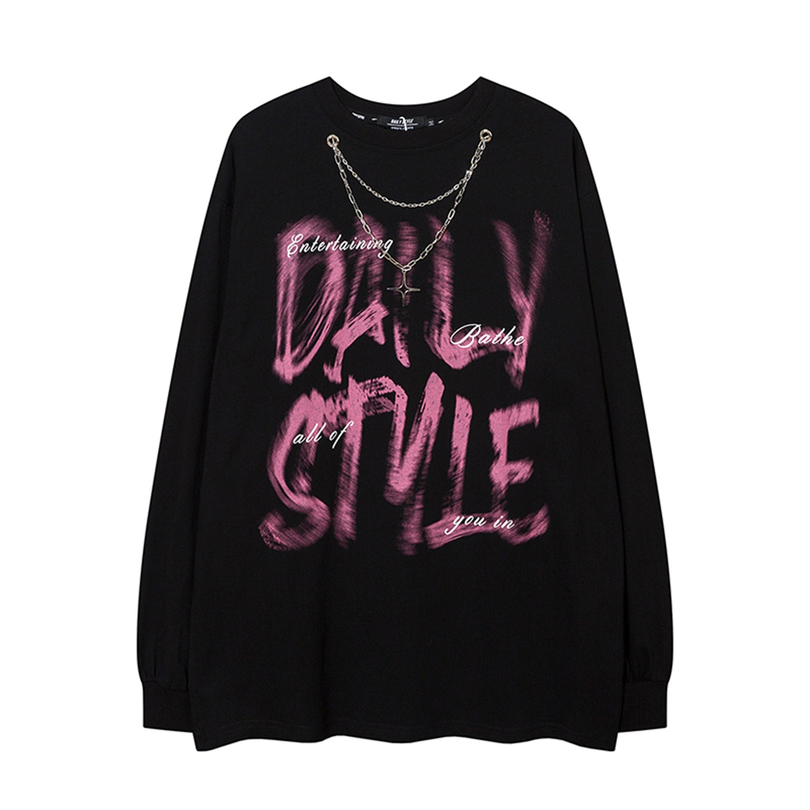 Necklace Letter Graffiti Fleece Sweatshirt