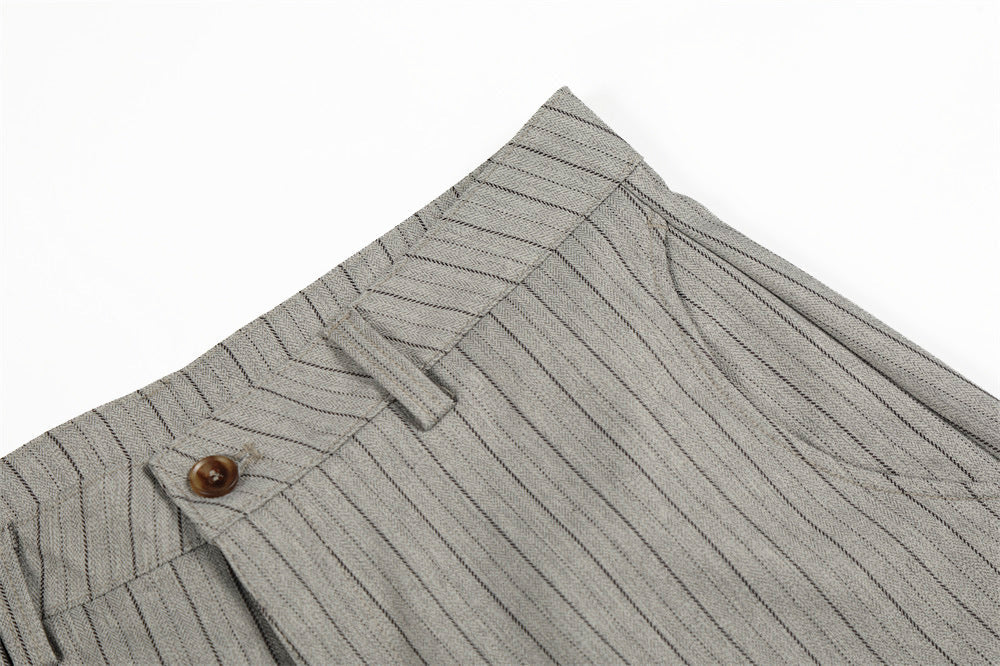 DAXUEN Light grey wide-leg trousers with pinstripes
