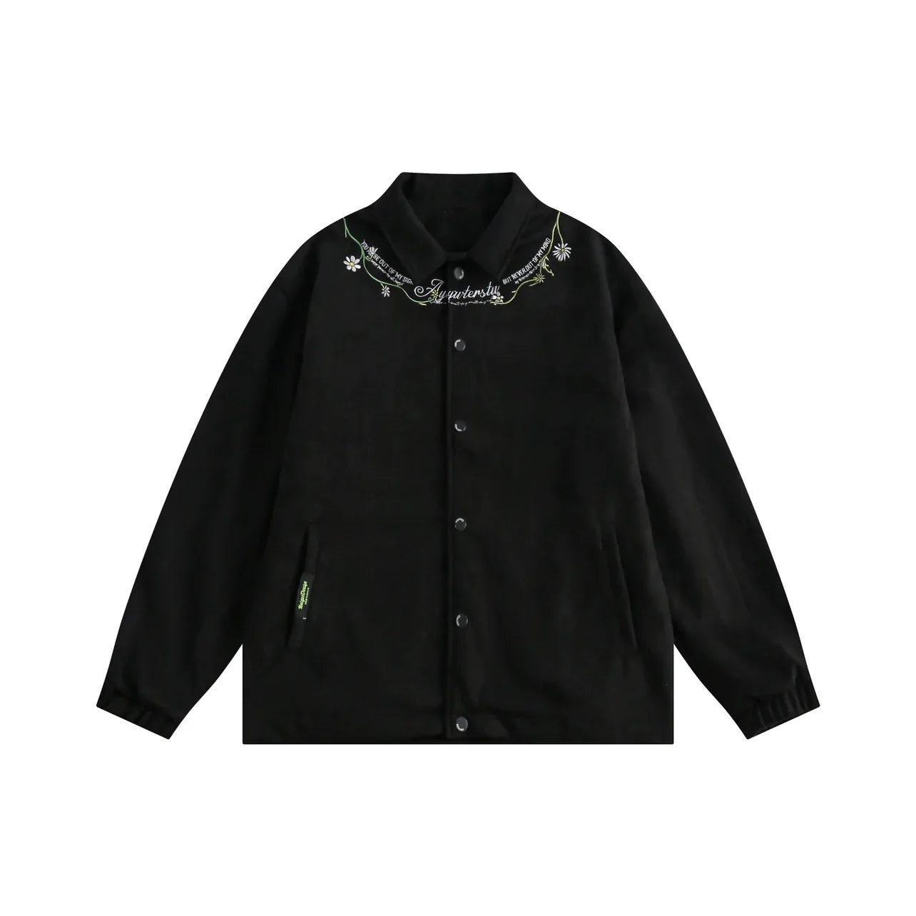 Oversize Flower Embroidery Suede Jacket